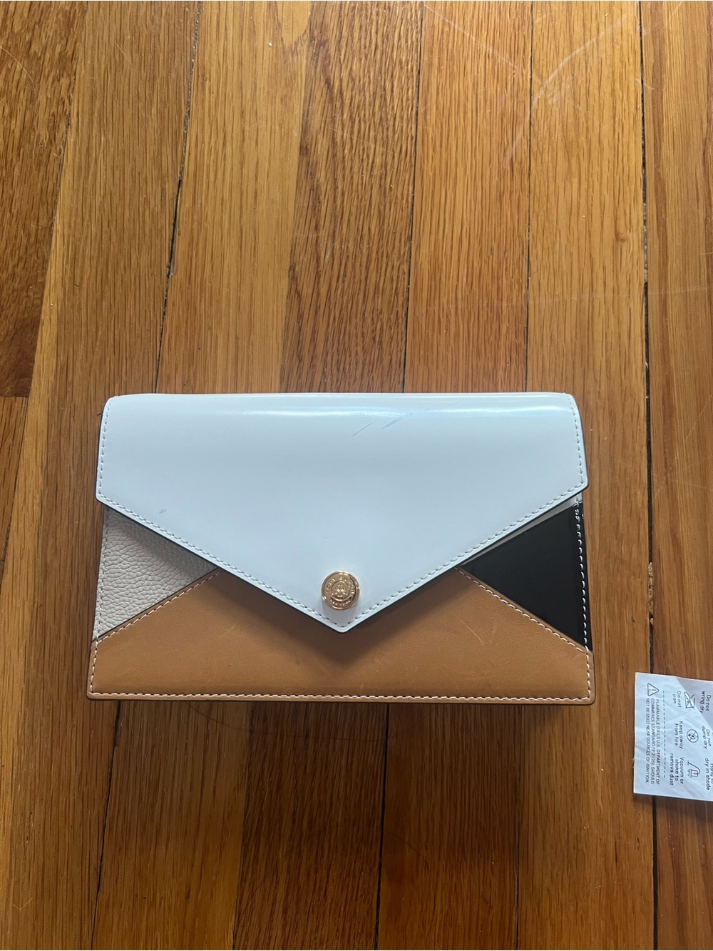 Tory Burch Colorblock Envelope Crossbody Bag - White, Tan, Black